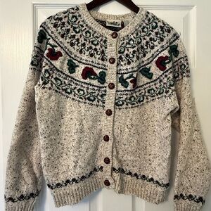 Northern Reflections Cream and Green Patterned Cardigan